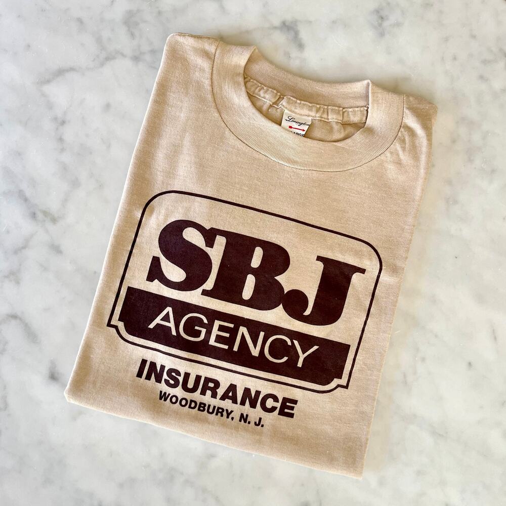 Vintage 80s Agency Insurance Woodbury, New Jersey Tan T Shirt